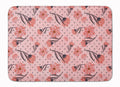 Pink Flowers and Polka Dots Memory Foam Kitchen Mat Machine Washable Anti-Fatigue Cushion Comfort Bath or Kitchen Rug