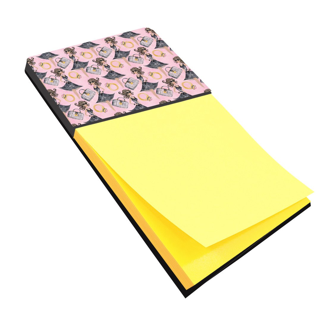 Watercolor Fashion Diva on Pink Watercolor Sticky Note Holder Refillable Dispenser Desk Accessory 3x3 Pad Gift