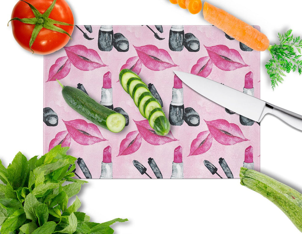 Watercolor Diva Lipstick  Cutting Board Tempered Glass Kitchen Cutting Surface, Heat Resistant Chopping, Non-Slip Feet, Food Prep & Serving