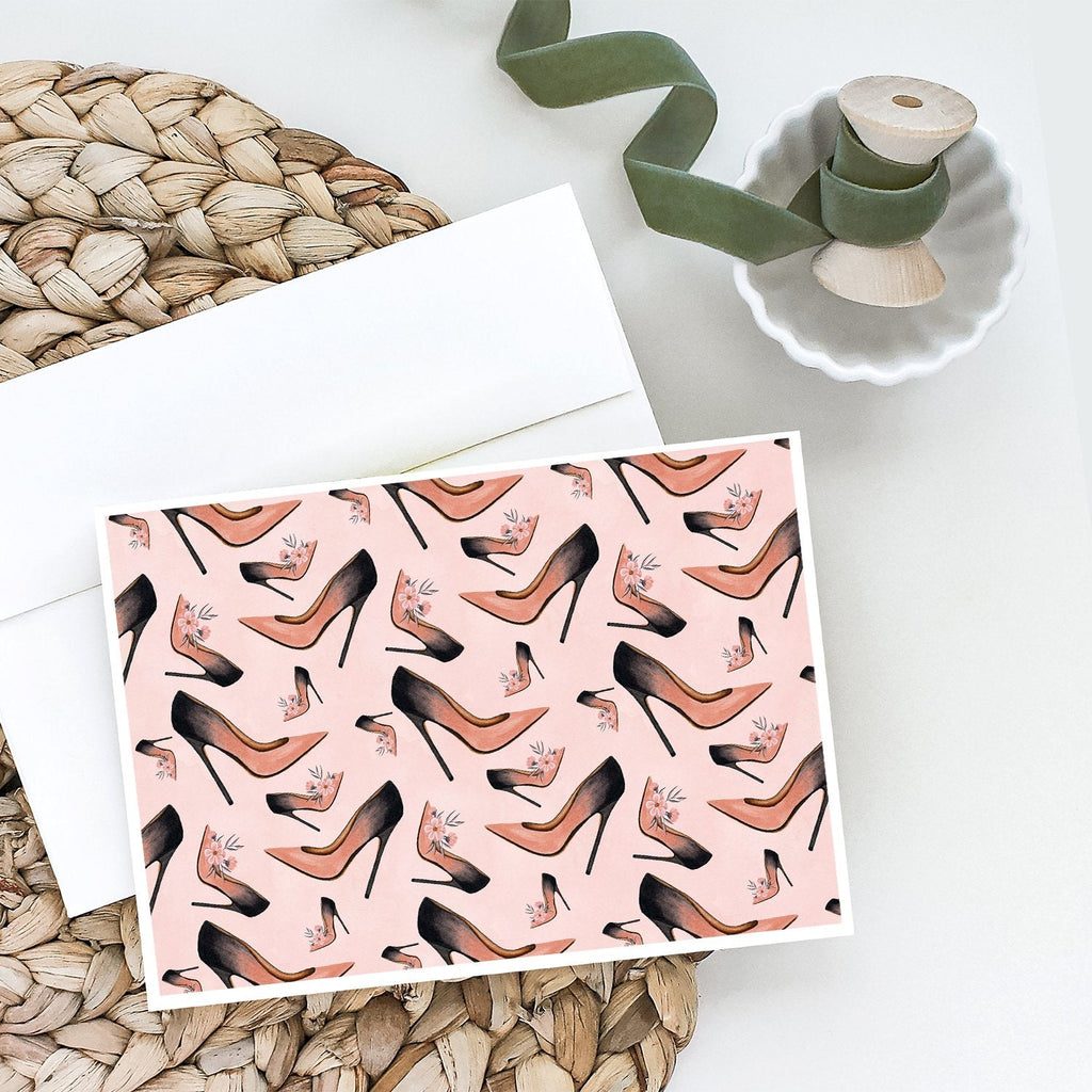 Watercolor Fashion Diva Shoes Greeting Cards Pack of 8 Blank Cards with Envelopes Whimsical A7 Size 5x7