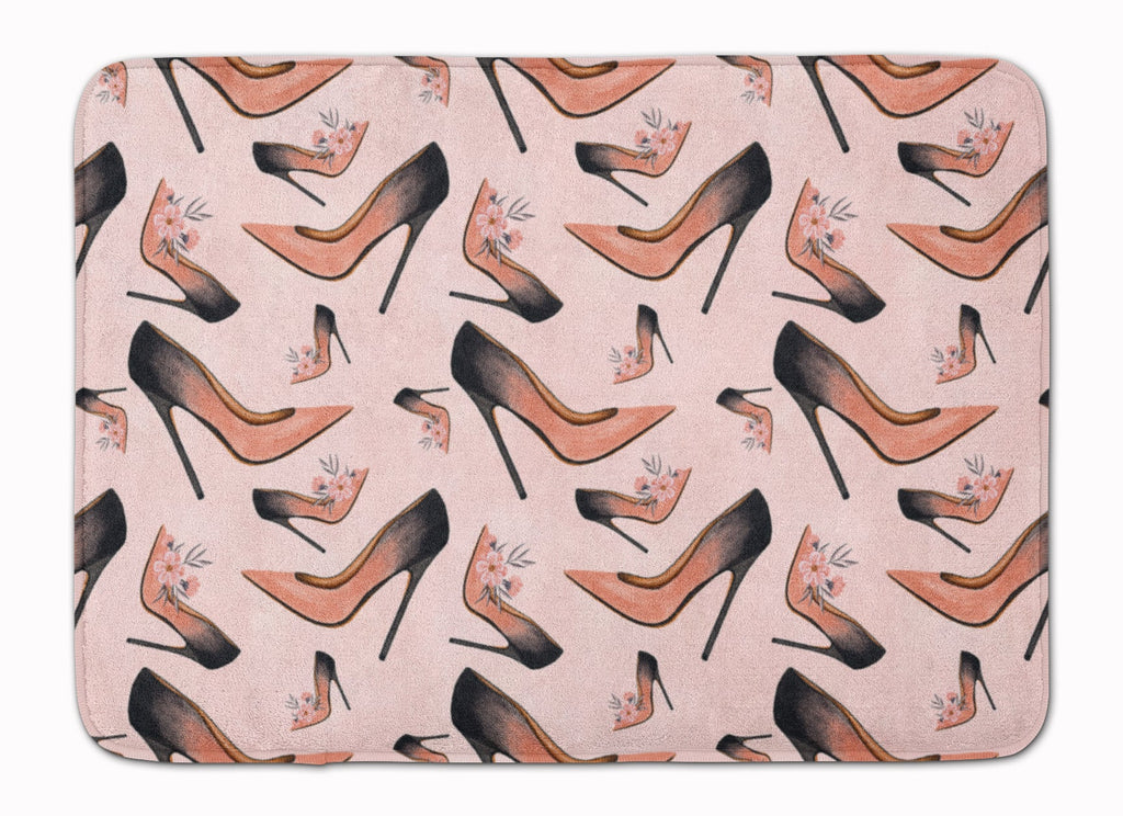 Watercolor Fashion Diva Shoes Memory Foam Kitchen Mat Machine Washable Anti-Fatigue Cushion Comfort Bath or Kitchen Rug