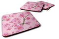 Watercolor Pink Flowers Foam Coasters Set of 4 Cup Coasters for Indoor Outdoor, Tabletop Protection, Anti Slip, Mouse pad Material