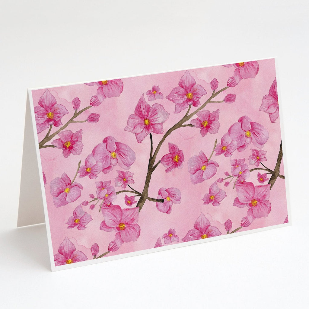 Watercolor Pink Flowers Greeting Cards Pack of 8 Blank Cards with Envelopes Whimsical A7 Size 5x7