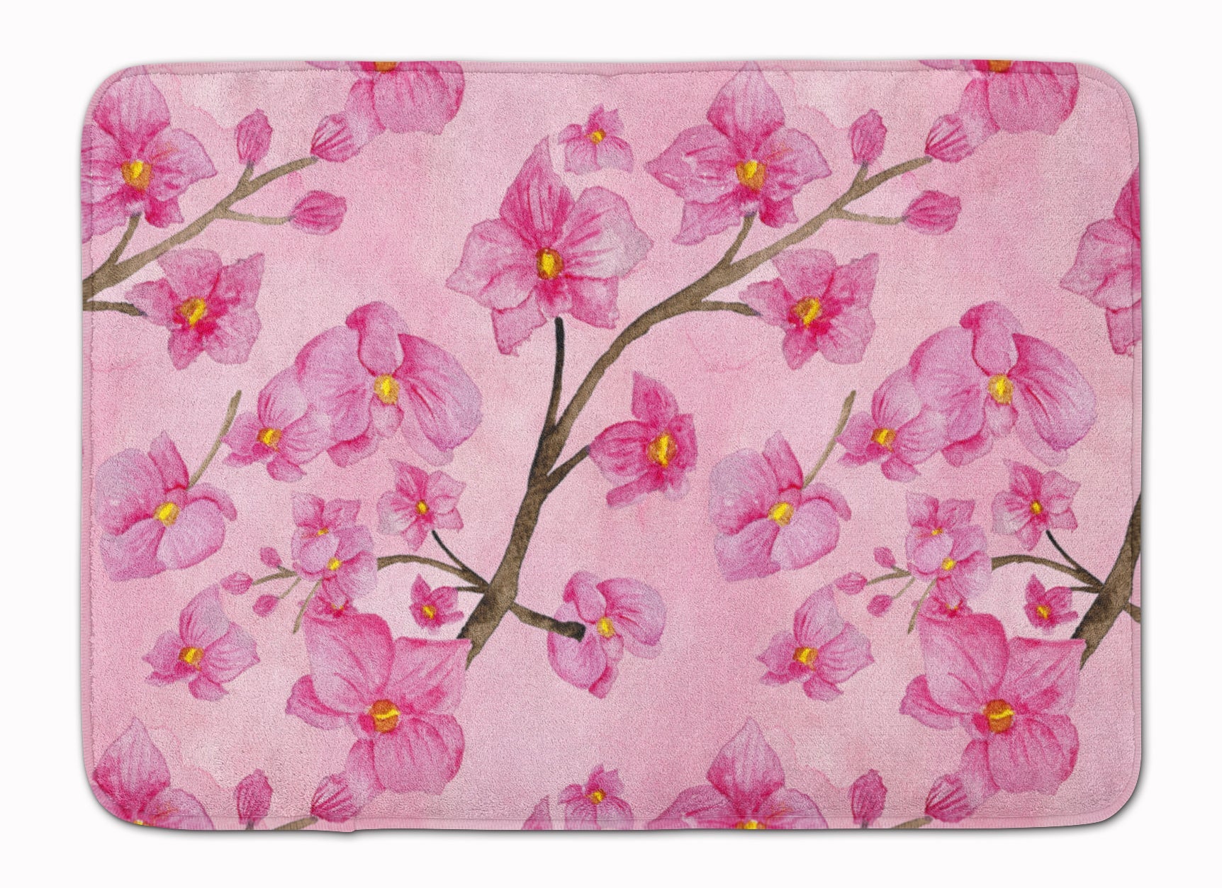Watercolor Pink Flowers Memory Foam Kitchen Mat Machine Washable Anti-Fatigue Cushion Comfort Bath or Kitchen Rug