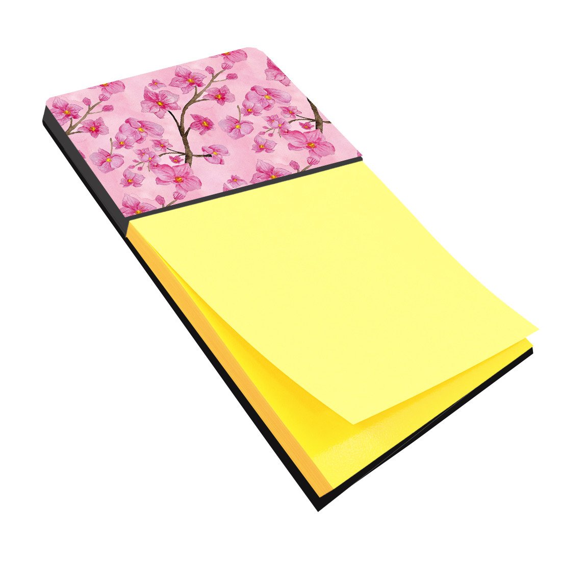 Watercolor Pink Flowers Watercolor Sticky Note Holder Refillable Dispenser Desk Accessory 3x3 Pad Gift