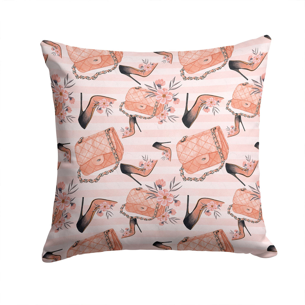 Fashion Diva Shoes and Purses Decorative Throw Pillow 14x14 Indoor Outdoor Accent Cushion, Fabric Cover with Insert for Sofa, Bed, Porch & Living Room
