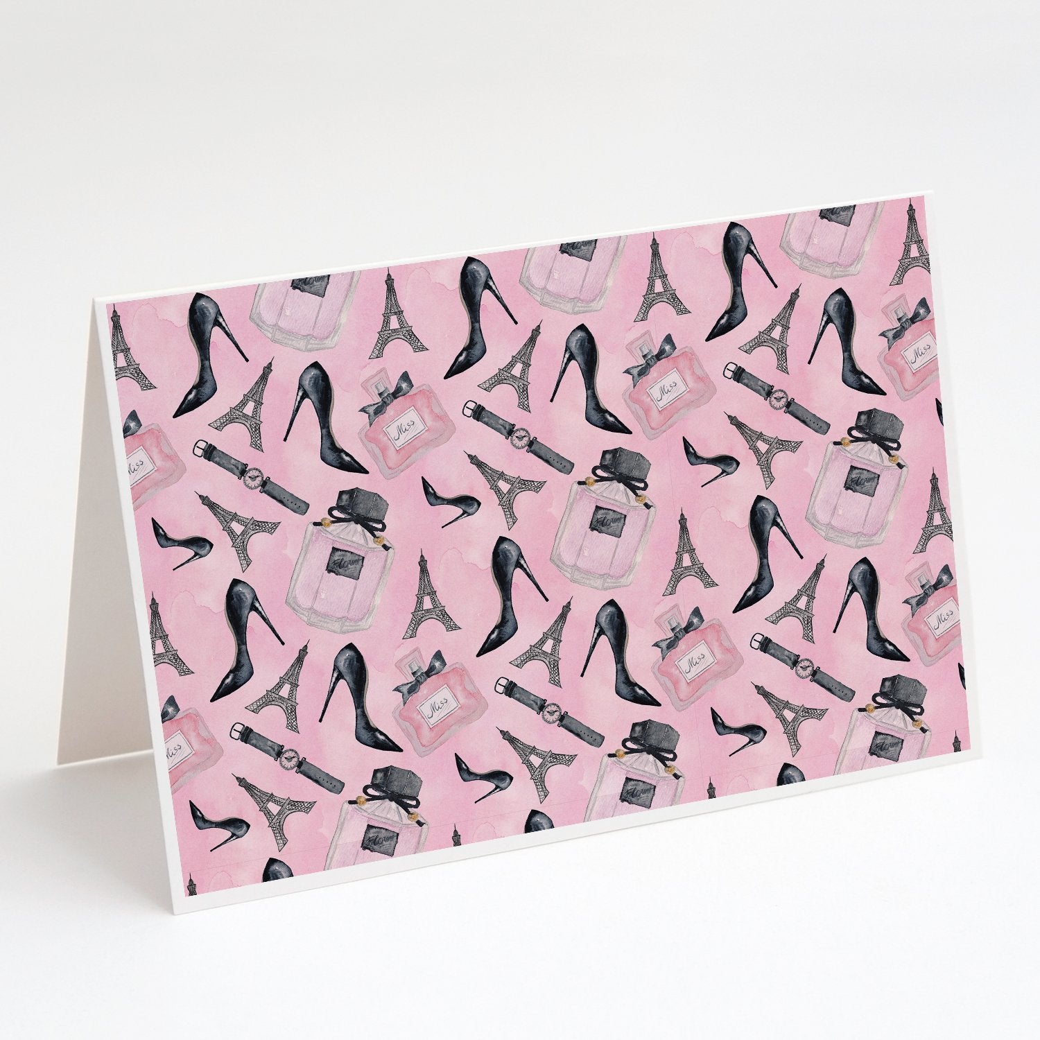 Watercolor Fashion Diva Shoes and accessories Greeting Cards Pack of 8 Blank Cards with Envelopes Whimsical A7 Size 5x7