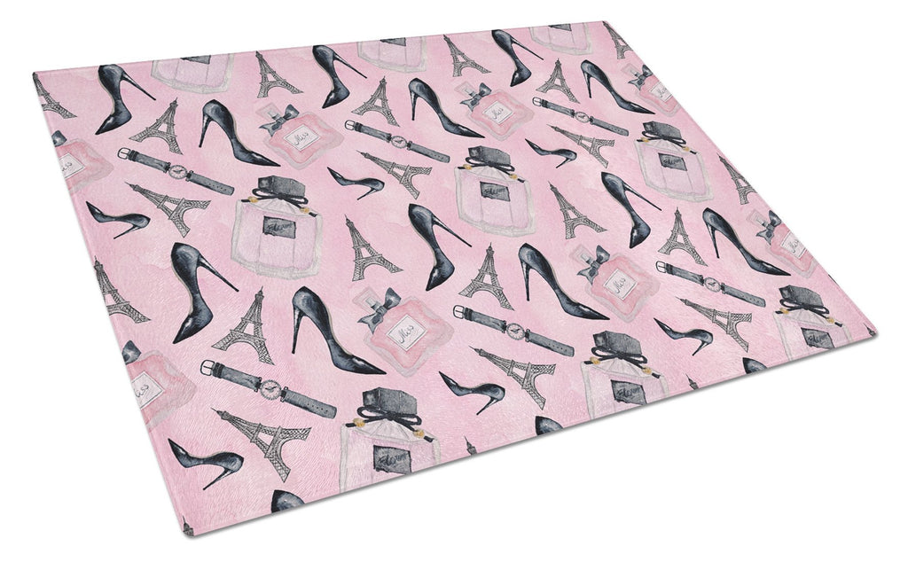 Watercolor Fashion Diva Shoes and accessories Cutting Board Tempered Glass Kitchen Cutting Surface, Heat Resistant Chopping, Non-Slip Feet, Food Prep & Serving