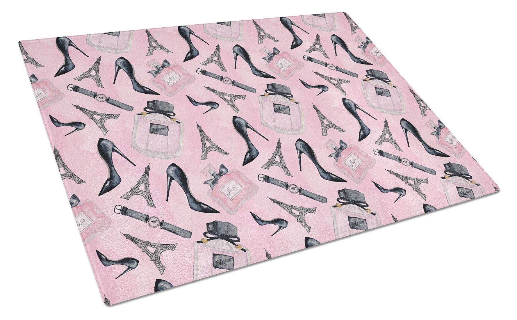 Watercolor Fashion Diva Shoes and accessories Cutting Board Tempered Glass Kitchen Cutting Surface, Heat Resistant Chopping, Non-Slip Feet, Food Prep & Serving