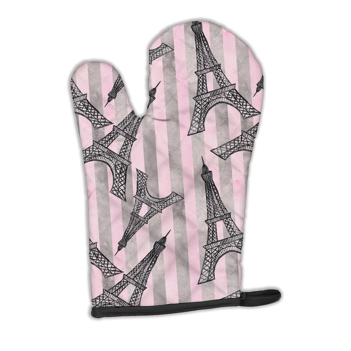 Watercolor Eiffel Tower and Stripes Oven Mitt Heat Resistant Thick Oven Mitt for Hot Pans and Oven, Kitchen Mitt Protect Hands, Cooking Baking Glove