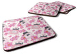 Watercolor Pink Flowers and Perfume Foam Coasters Set of 4 Cup Coasters for Indoor Outdoor, Tabletop Protection, Anti Slip, Mouse pad Material