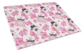 Watercolor Pink Flowers and Perfume Cutting Board Tempered Glass Kitchen Cutting Surface, Heat Resistant Chopping, Non-Slip Feet, Food Prep & Serving