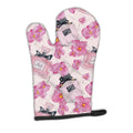 Watercolor Pink Flowers and Perfume Oven Mitt Heat Resistant Thick Oven Mitt for Hot Pans and Oven, Kitchen Mitt Protect Hands, Cooking Baking Glove