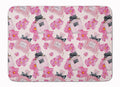 Watercolor Pink Flowers and Perfume Memory Foam Kitchen Mat Machine Washable Anti-Fatigue Cushion Comfort Bath or Kitchen Rug