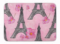 Watercolor Pink Flowers and Eiffel Tower Memory Foam Kitchen Mat Machine Washable Anti-Fatigue Cushion Comfort Bath or Kitchen Rug