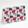 Watercolor Lipstick and Grey Stripes Greeting Cards Pack of 8 Blank Cards with Envelopes Whimsical A7 Size 5x7