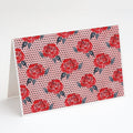 Watercolor Red Roses and Polkadots Greeting Cards Pack of 8 Blank Cards with Envelopes Whimsical A7 Size 5x7