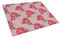 Watercolor Red Roses and Polkadots Cutting Board Tempered Glass Kitchen Cutting Surface, Heat Resistant Chopping, Non-Slip Feet, Food Prep & Serving