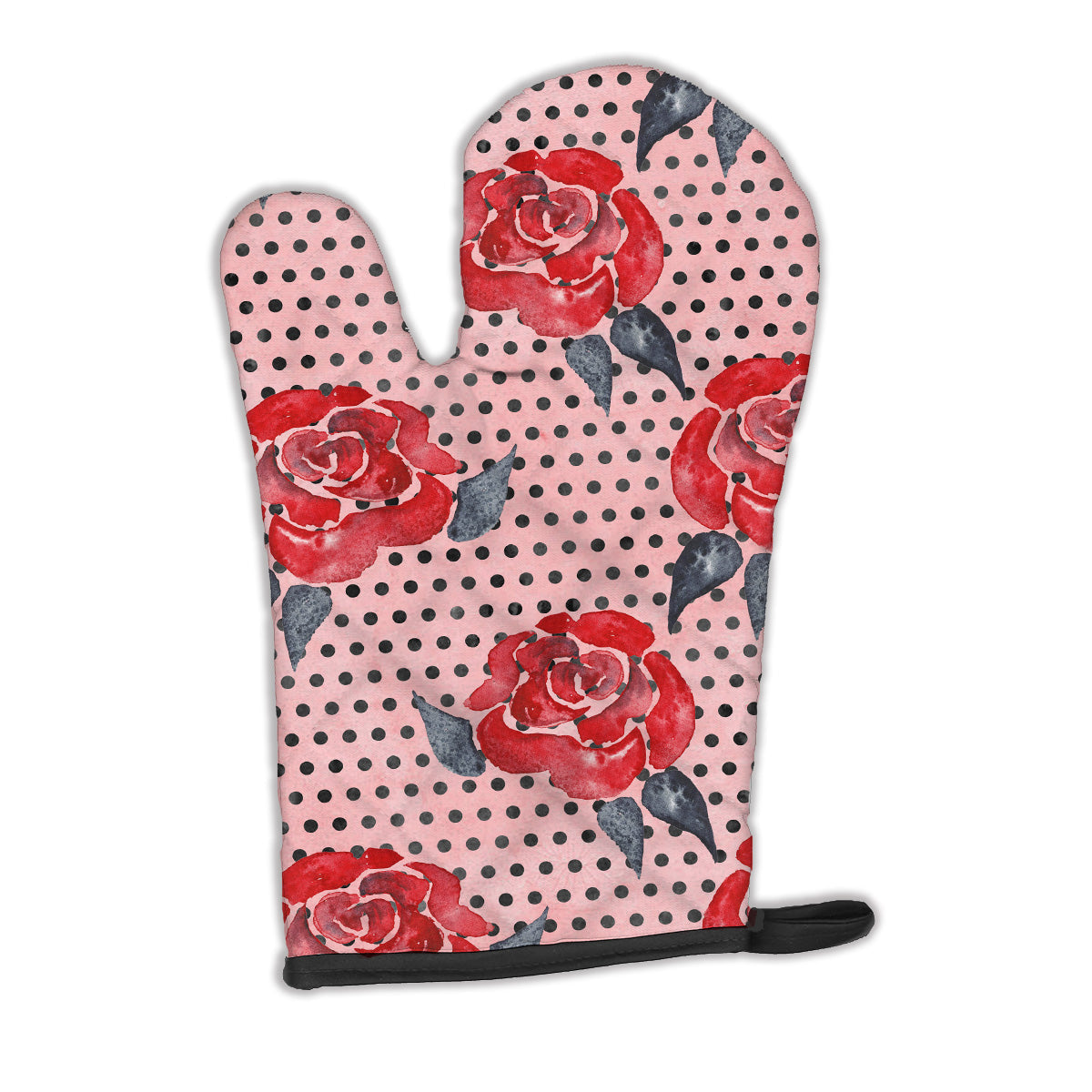 Watercolor Red Roses and Polkadots Oven Mitt Heat Resistant Thick Oven Mitt for Hot Pans and Oven, Kitchen Mitt Protect Hands, Cooking Baking Glove