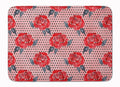 Watercolor Red Roses and Polkadots Memory Foam Kitchen Mat Machine Washable Anti-Fatigue Cushion Comfort Bath or Kitchen Rug