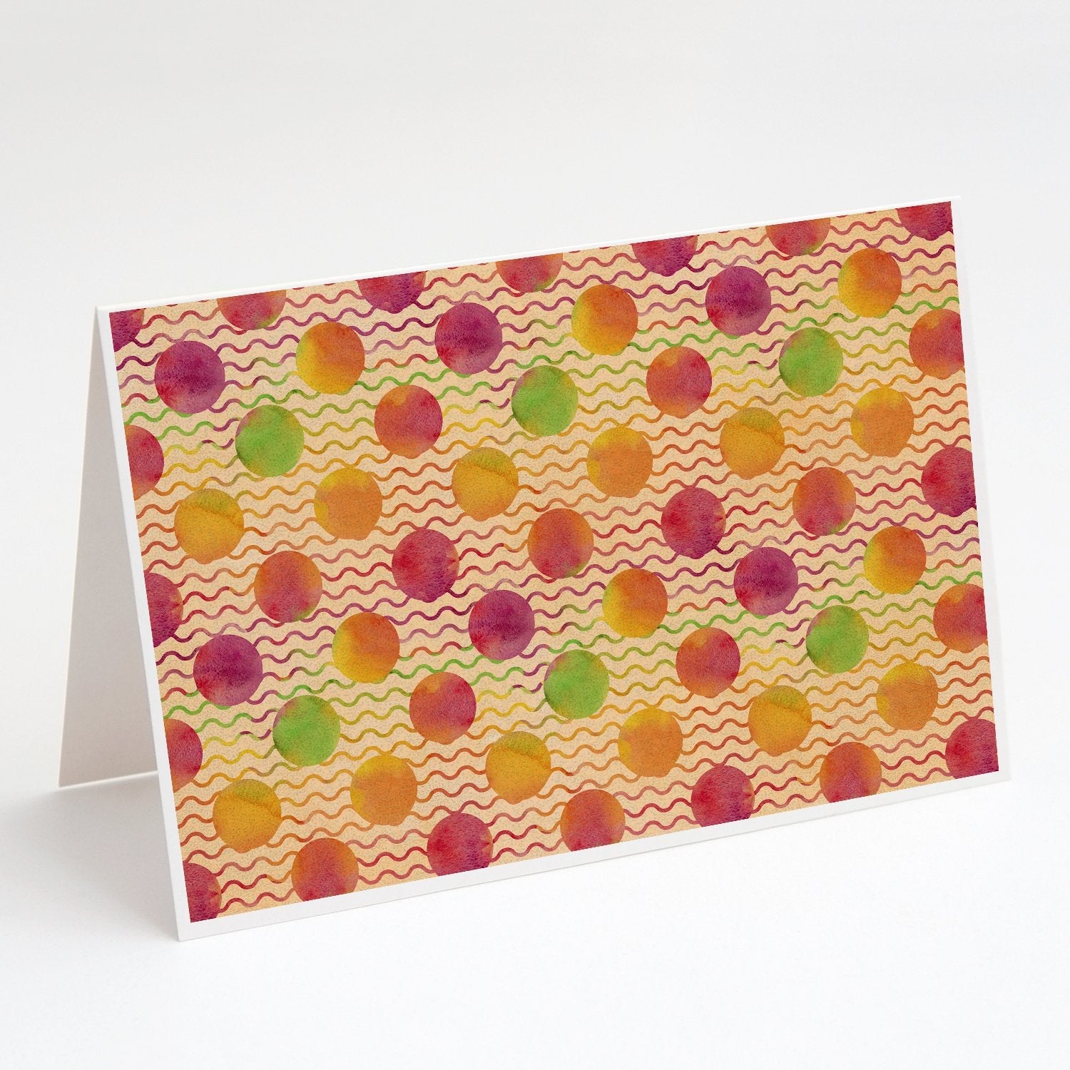 Watercolor Rainbow Dots and Sqiggles Greeting Cards Pack of 8 Blank Cards with Envelopes Whimsical A7 Size 5x7