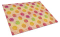 Watercolor Rainbow Dots and Sqiggles Cutting Board Tempered Glass Kitchen Cutting Surface, Heat Resistant Chopping, Non-Slip Feet, Food Prep & Serving