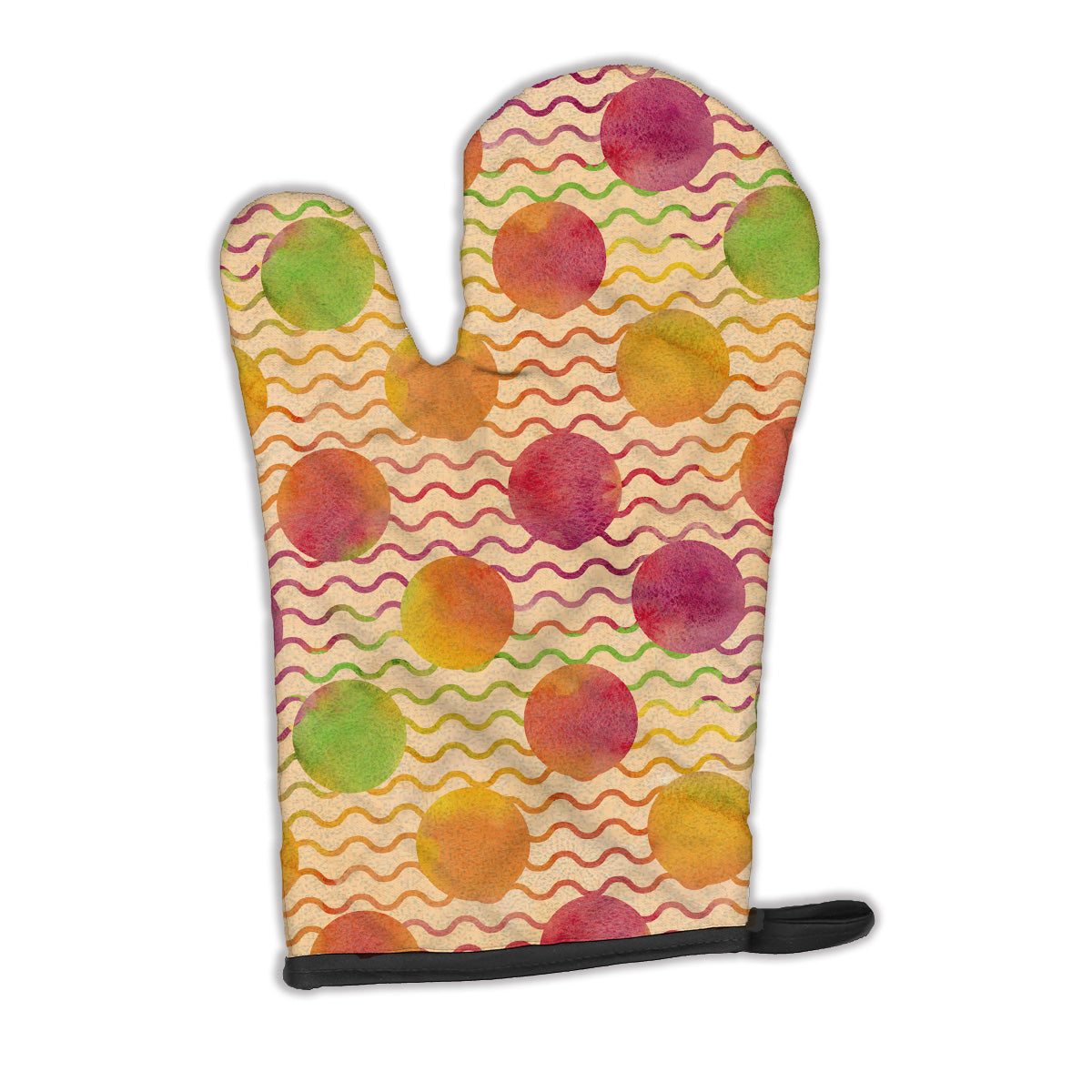 Watercolor Rainbow Dots and Sqiggles Oven Mitt Heat Resistant Thick Oven Mitt for Hot Pans and Oven, Kitchen Mitt Protect Hands, Cooking Baking Glove