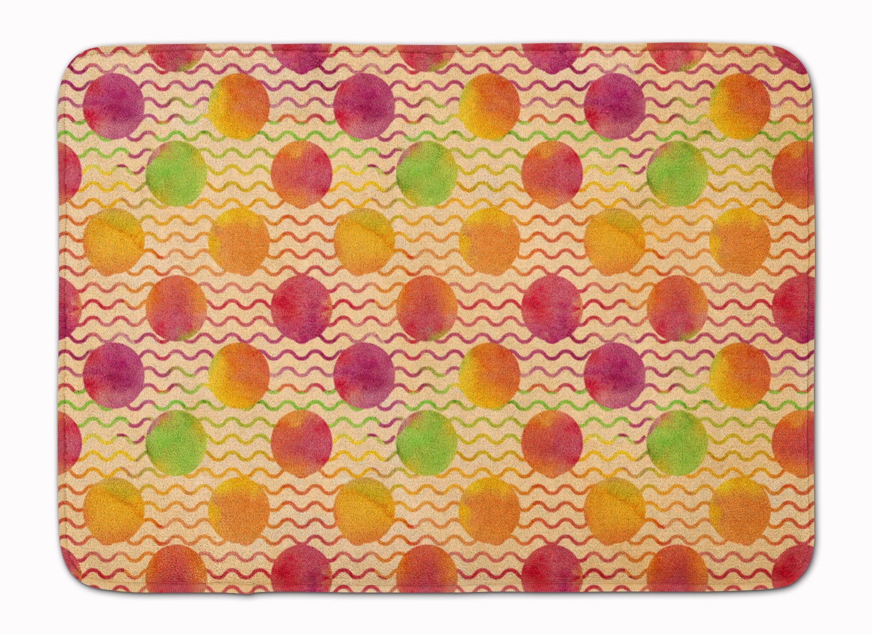Watercolor Rainbow Dots and Sqiggles Memory Foam Kitchen Mat Machine Washable Anti-Fatigue Cushion Comfort Bath or Kitchen Rug