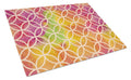 Watercolor Rainbow Geometric Circles Cutting Board Tempered Glass Kitchen Cutting Surface, Heat Resistant Chopping, Non-Slip Feet, Food Prep & Serving