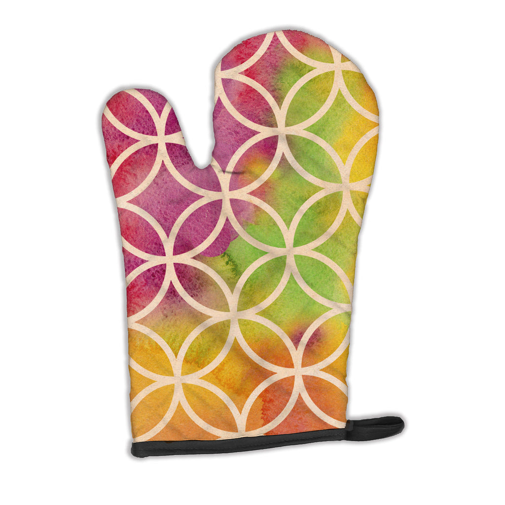 Watercolor Rainbow Geometric Circles Oven Mitt Heat Resistant Thick Oven Mitt for Hot Pans and Oven, Kitchen Mitt Protect Hands, Cooking Baking Glove