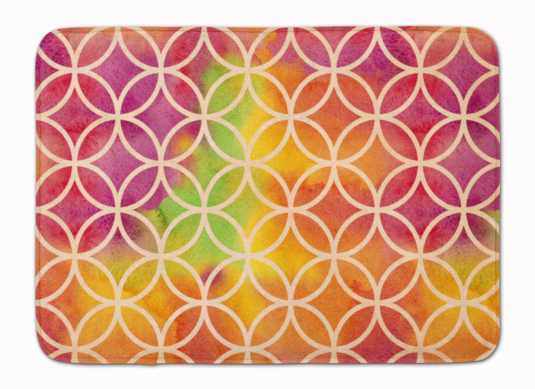 Watercolor Rainbow Geometric Circles Memory Foam Kitchen Mat Machine Washable Anti-Fatigue Cushion Comfort Bath or Kitchen Rug