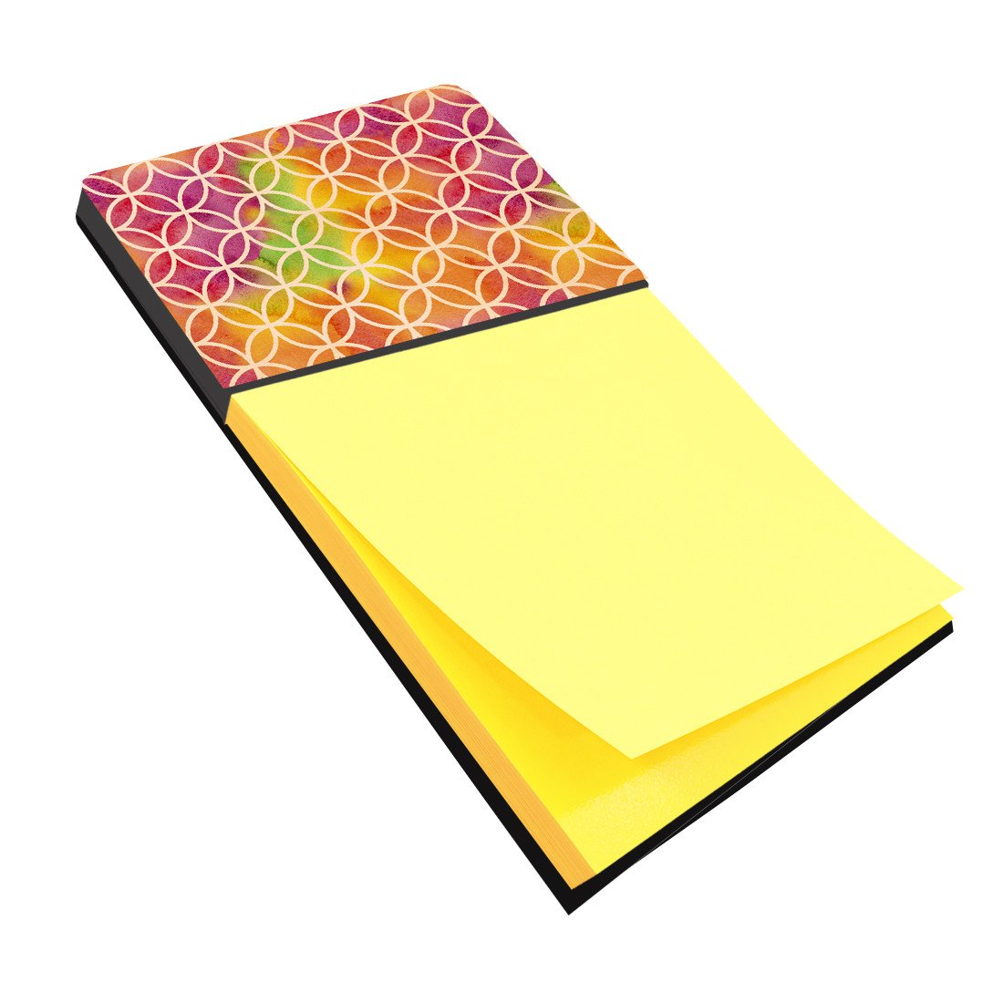 Watercolor Rainbow Geometric Circles Watercolor Sticky Note Holder Refillable Dispenser Desk Accessory 3x3 Pad Gift