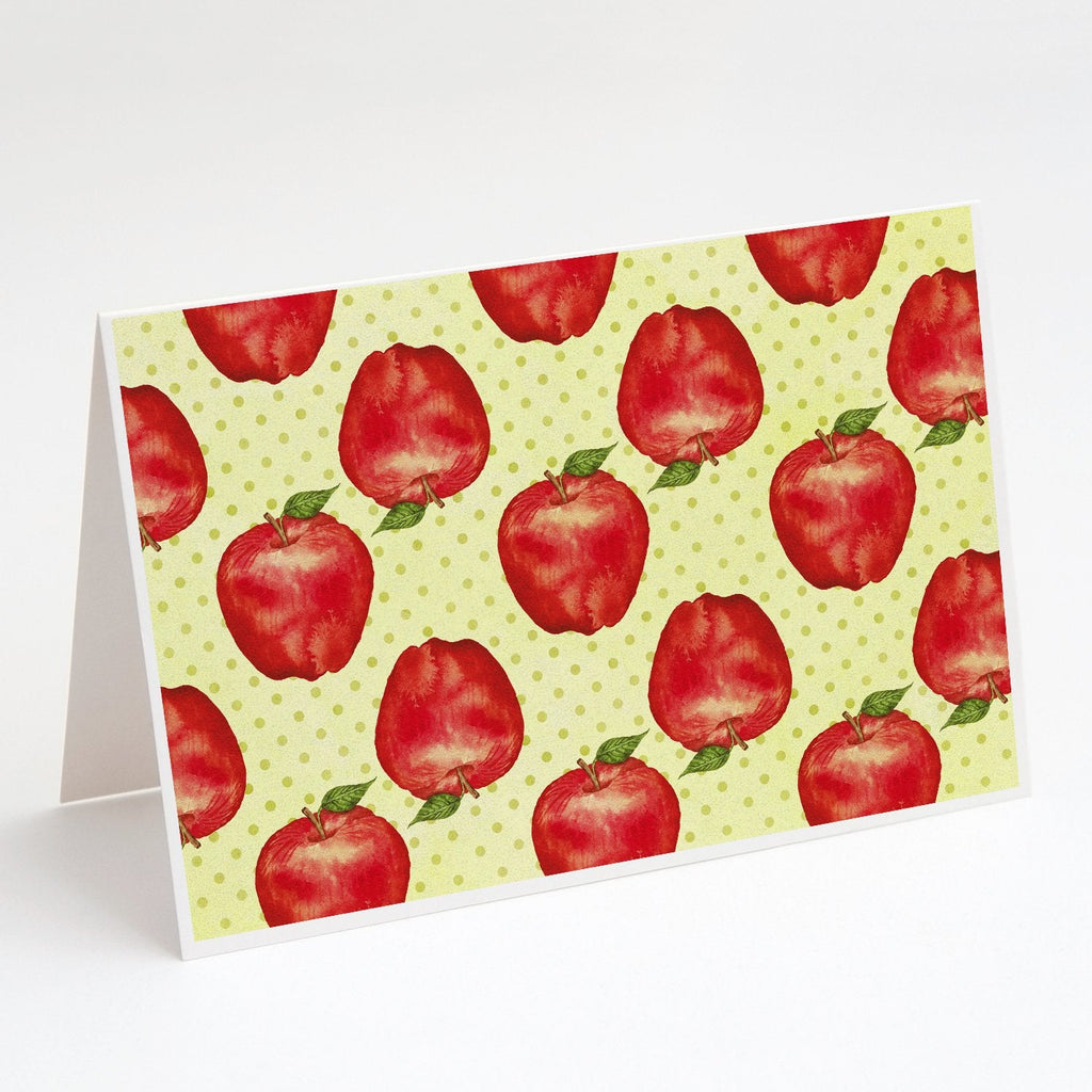 Watercolor Apples and Polkadots Greeting Cards Pack of 8 Blank Cards with Envelopes Whimsical A7 Size 5x7