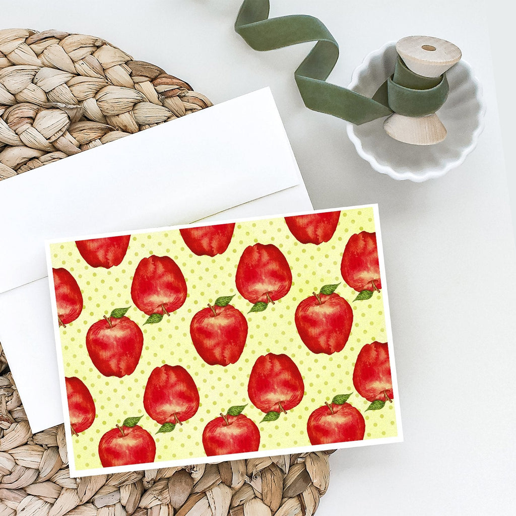 Watercolor Apples and Polkadots Greeting Cards Pack of 8 Blank Cards with Envelopes Whimsical A7 Size 5x7