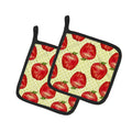 Watercolor Apples and Polkadots Pot Holder Set of 2 Heat Resistant Quilted Hot Pads 7.5 x 7.5 Inch, Insulated Kitchen Trivets for Cooking & Baking
