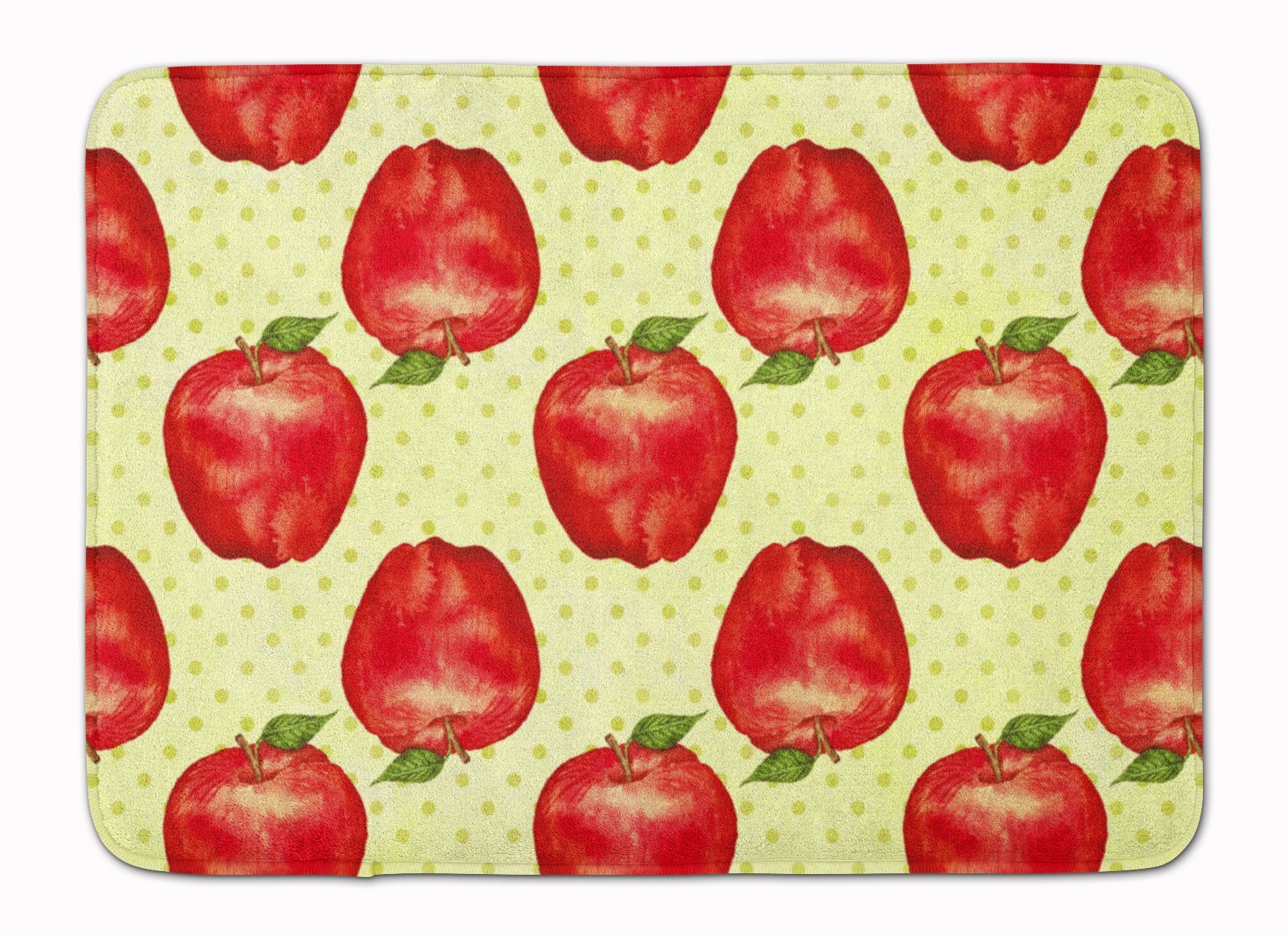 Watercolor Apples and Polkadots Memory Foam Kitchen Mat Machine Washable Anti-Fatigue Cushion Comfort Bath or Kitchen Rug