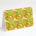 Watercolor Limes and Oranges Citrus Greeting Cards Pack of 8 Blank Cards with Envelopes Whimsical A7 Size 5x7
