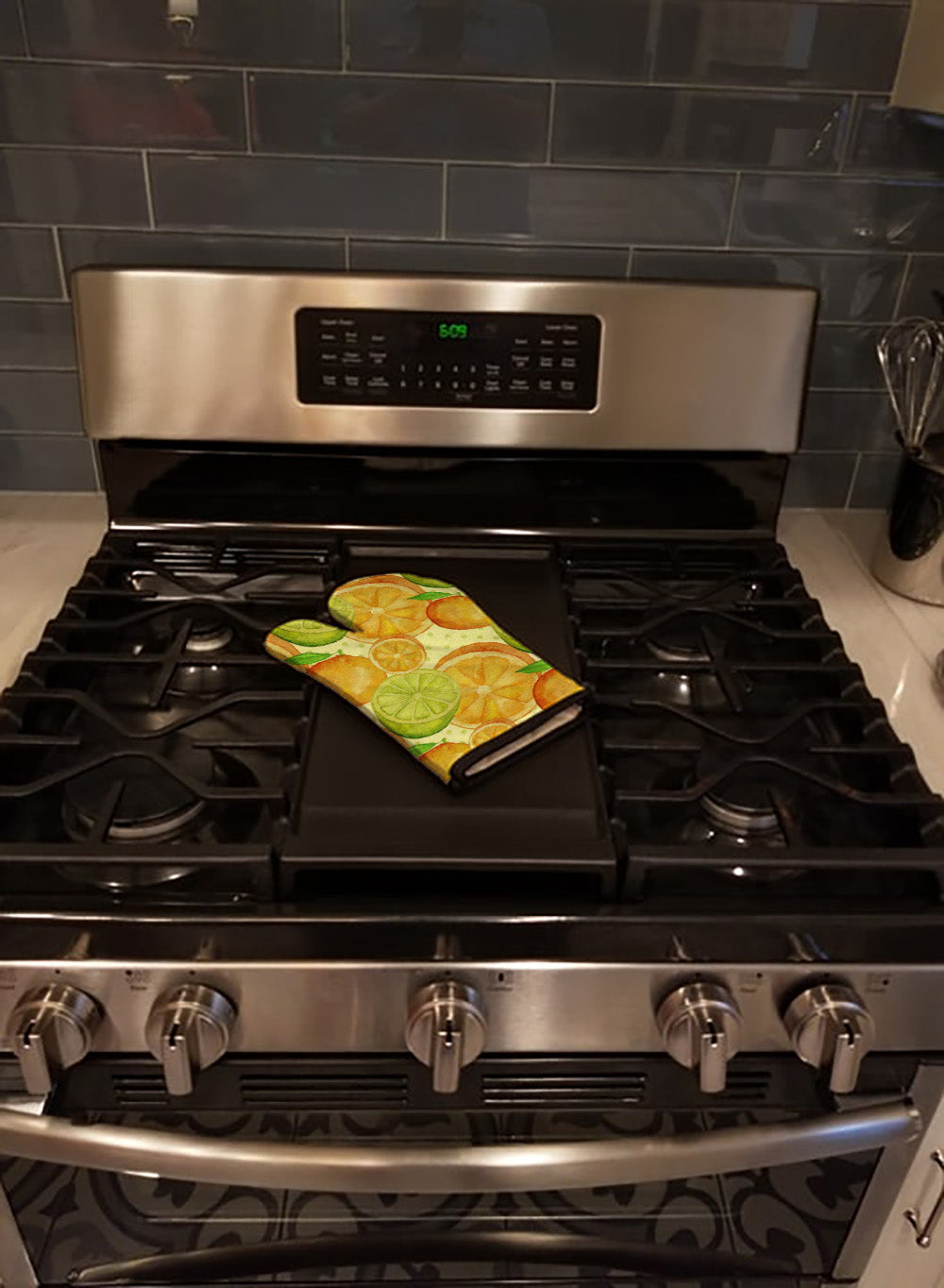 Watercolor Limes and Oranges Citrus Oven Mitt Heat Resistant Thick Oven Mitt for Hot Pans and Oven, Kitchen Mitt Protect Hands, Cooking Baking Glove