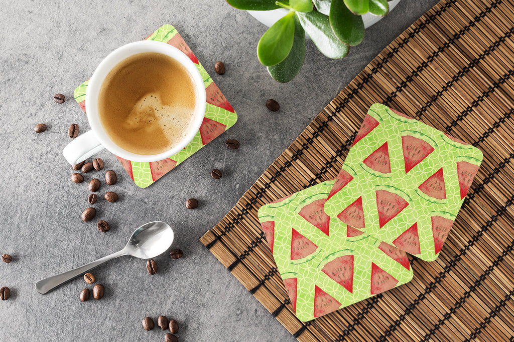 Watercolor Watermelon Foam Coasters Set of 4 Cup Coasters for Indoor Outdoor, Tabletop Protection, Anti Slip, Mouse pad Material