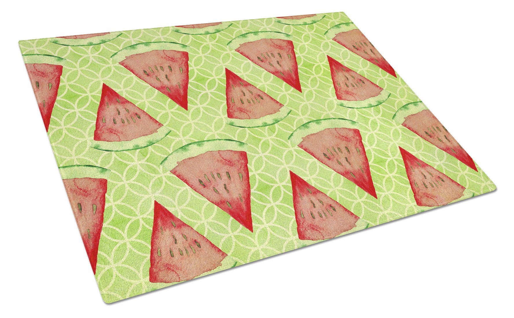 Watercolor Watermelon Cutting Board Tempered Glass Kitchen Cutting Surface, Heat Resistant Chopping, Non-Slip Feet, Food Prep & Serving