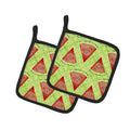 Watercolor Watermelon Pot Holder Set of 2 Heat Resistant Quilted Hot Pads 7.5 x 7.5 Inch, Insulated Kitchen Trivets for Cooking & Baking