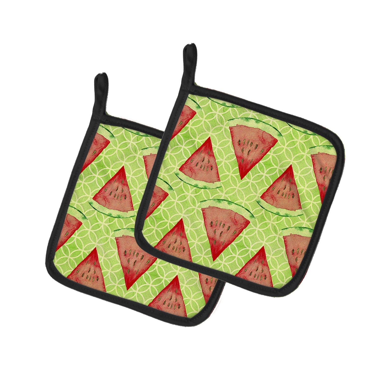 Watercolor Watermelon Pot Holder Set of 2 Heat Resistant Quilted Hot Pads 7.5 x 7.5 Inch, Insulated Kitchen Trivets for Cooking & Baking