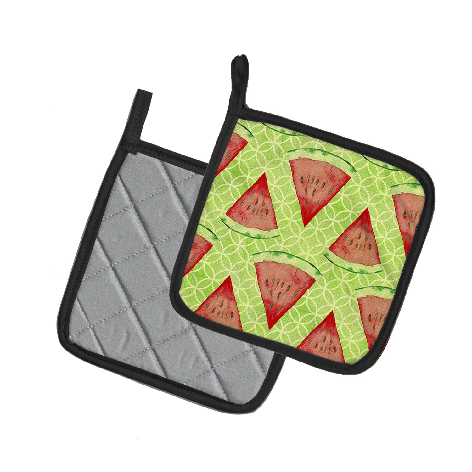 Watercolor Watermelon Pot Holder Set of 2 Heat Resistant Quilted Hot Pads 7.5 x 7.5 Inch, Insulated Kitchen Trivets for Cooking & Baking