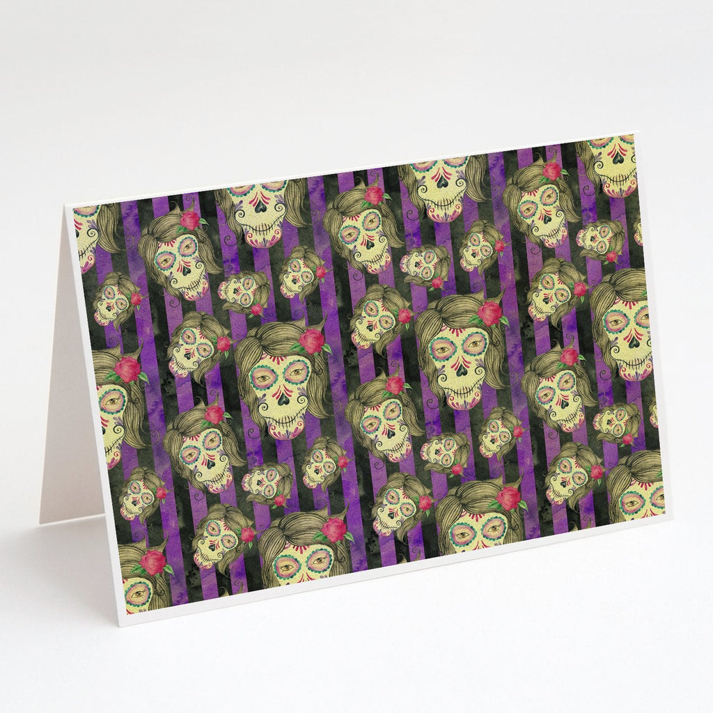 Watecolor Day of the Dead Halloween Greeting Cards Pack of 8 Blank Cards with Envelopes Whimsical A7 Size 5x7