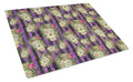 Watecolor Day of the Dead Halloween Cutting Board Tempered Glass Kitchen Cutting Surface, Heat Resistant Chopping, Non-Slip Feet, Food Prep & Serving