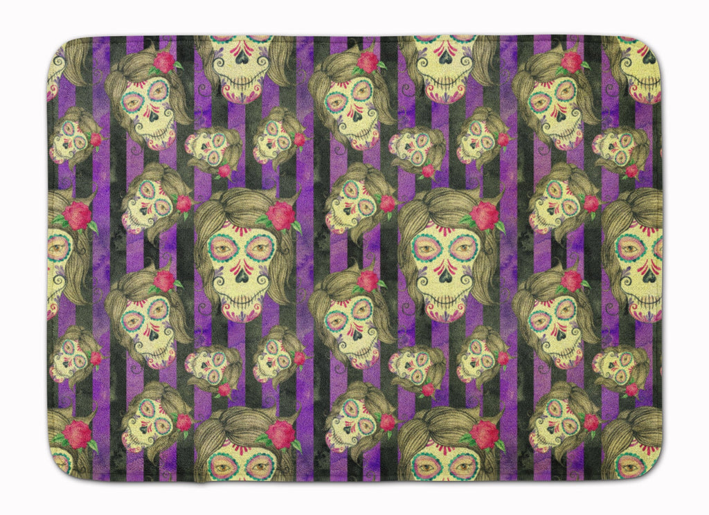 Watecolor Day of the Dead Halloween Memory Foam Kitchen Mat Machine Washable Anti-Fatigue Cushion Comfort Bath or Kitchen Rug