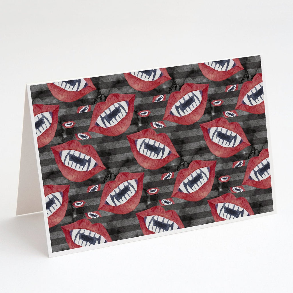Watecolor Halloween Vampire Teeth Greeting Cards Pack of 8 Blank Cards with Envelopes Whimsical A7 Size 5x7