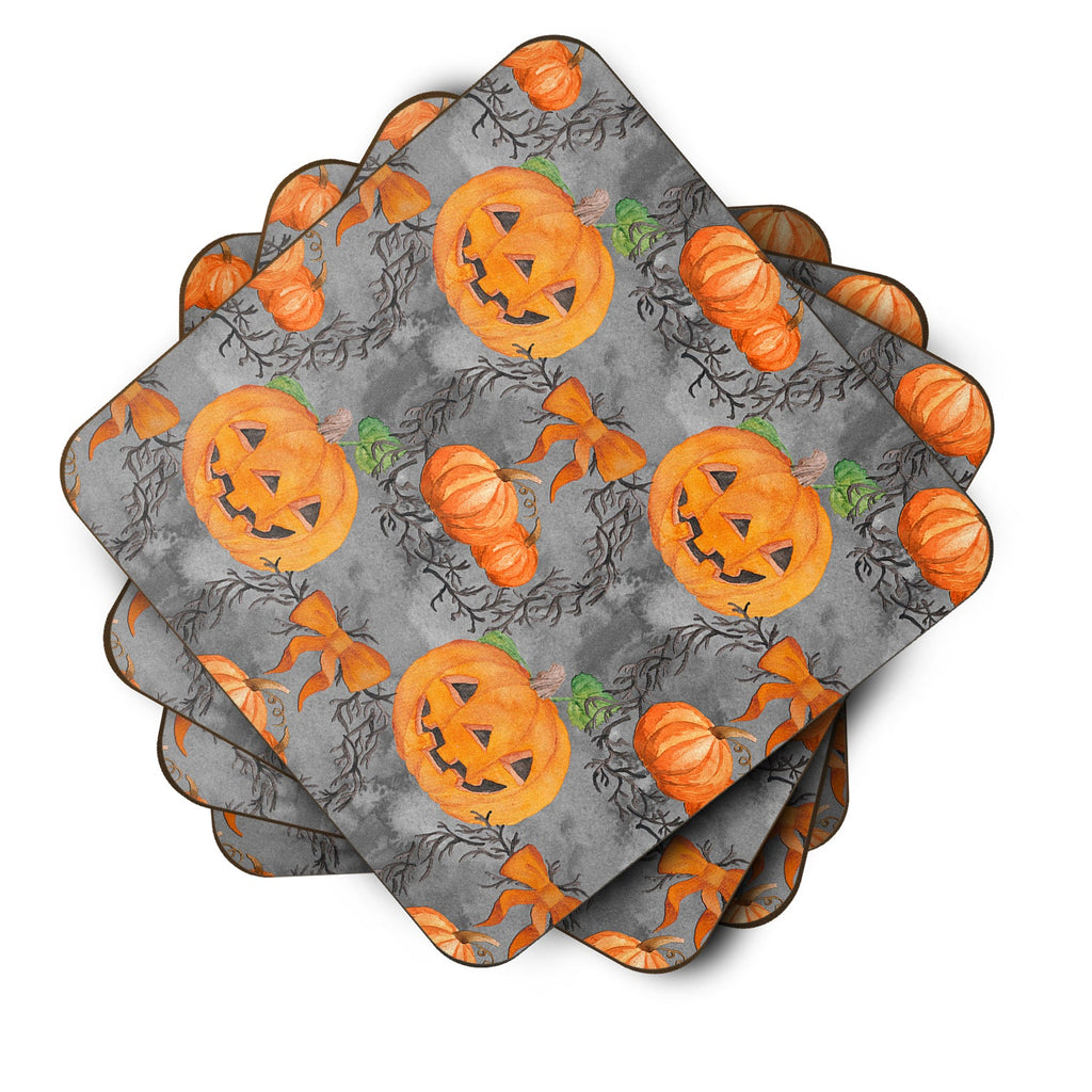 Watecolor Halloween Pumpkins Foam Coasters Set of 4 Cup Coasters for Indoor Outdoor, Tabletop Protection, Anti Slip, Mouse pad Material