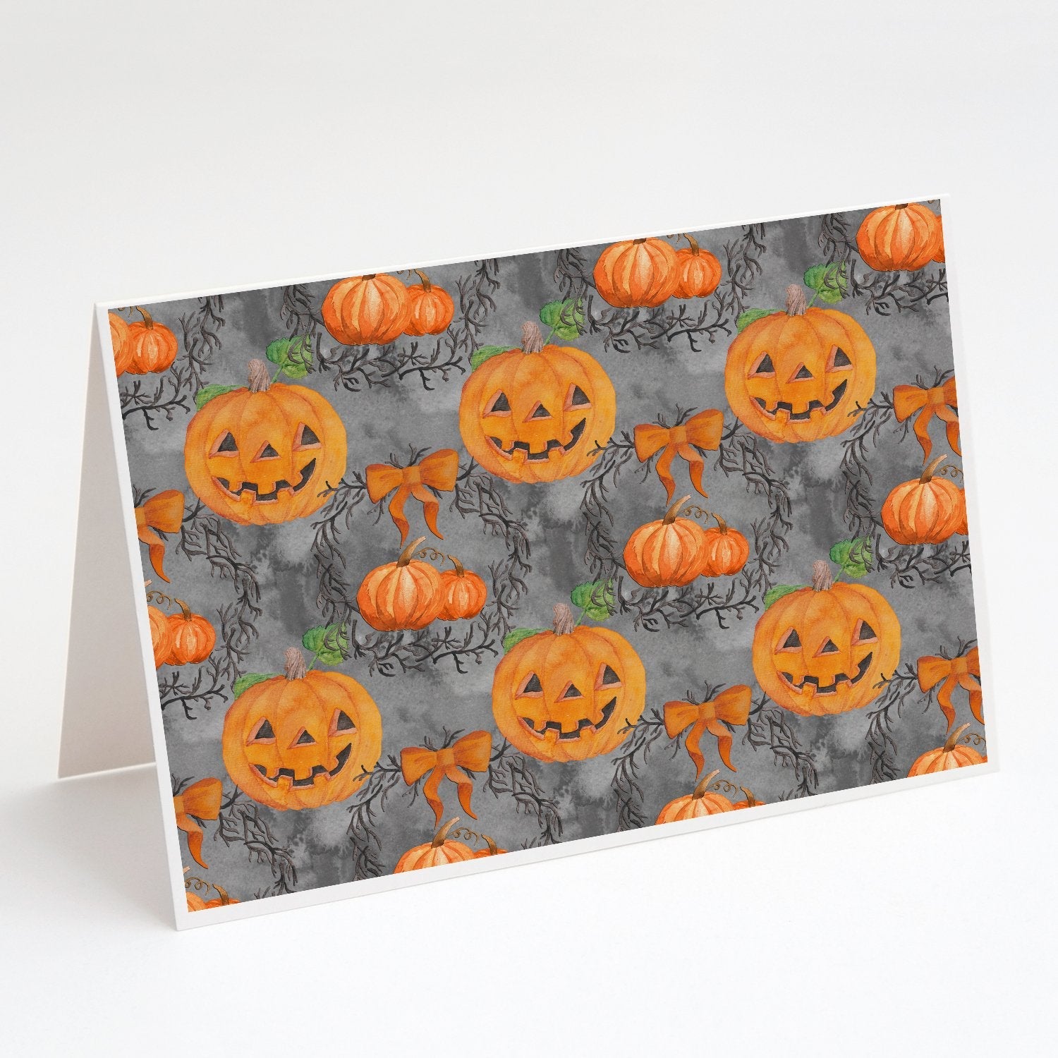 Watecolor Halloween Pumpkins Greeting Cards Pack of 8 Blank Cards with Envelopes Whimsical A7 Size 5x7