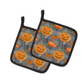 Watecolor Halloween Pumpkins Pot Holder Set of 2 Heat Resistant Quilted Hot Pads 7.5 x 7.5 Inch, Insulated Kitchen Trivets for Cooking & Baking